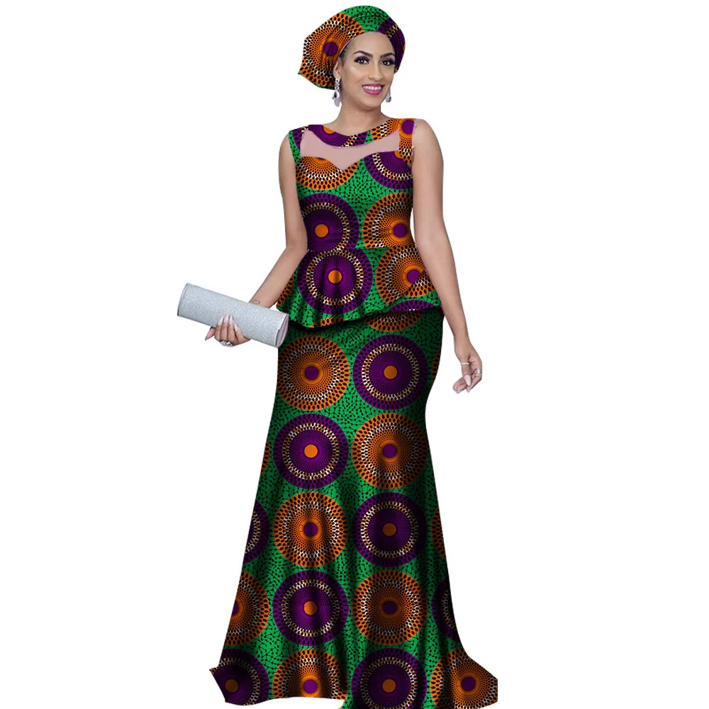 Plus Size Luxury African Dress for Women Elegant Lady Evening Dresses Top+ Skirt 2 pc Set Sexy Female Wedding Party Bodycon Gown