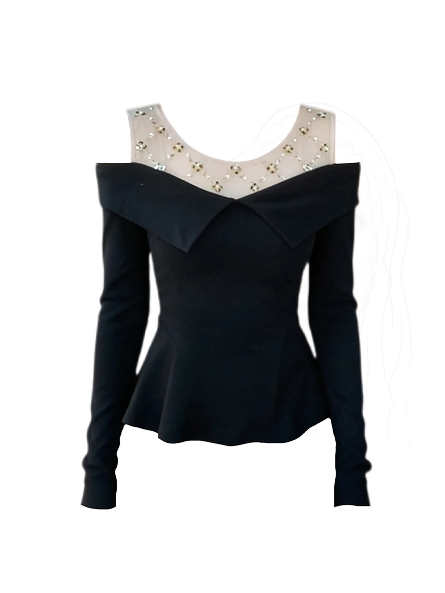 Women Black Gothic Emo T-shirt Gyaru Patchwork Y2k Tee Top 2000s Vintage Long Sleeve Oversize O-Neck T-shirt Clothes Spring 2026