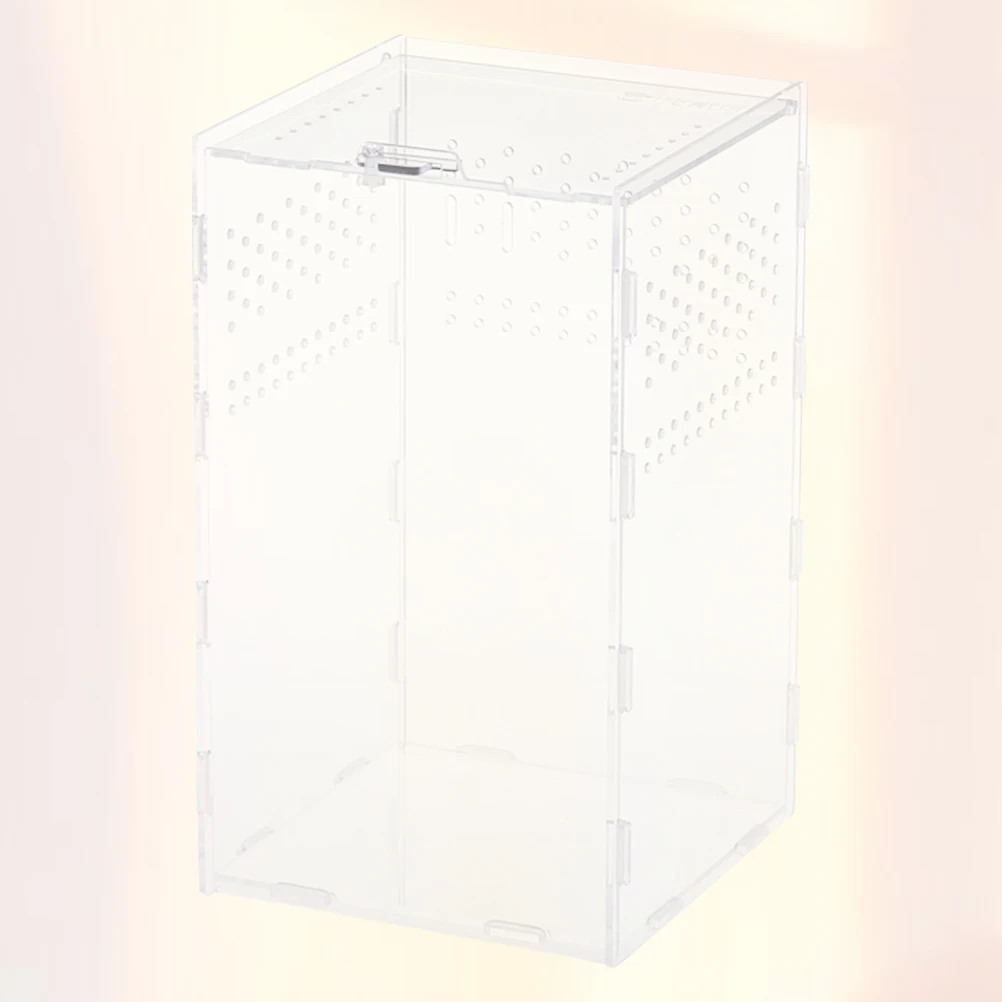 

Sturdy Acrylic Reptile Breeding Box Transparent Feeding Cage Ventilated Nest For Insects Mantis 15X15X25Cm Safe Creeper House