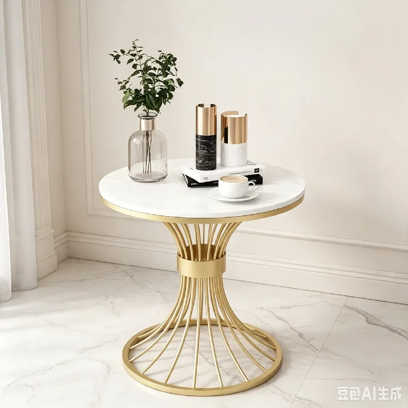 Modern Marble Round Coffee Table Sofa Side Table For Balcony Living Room Corner Hall Negotiation Reception Small Dinner Table