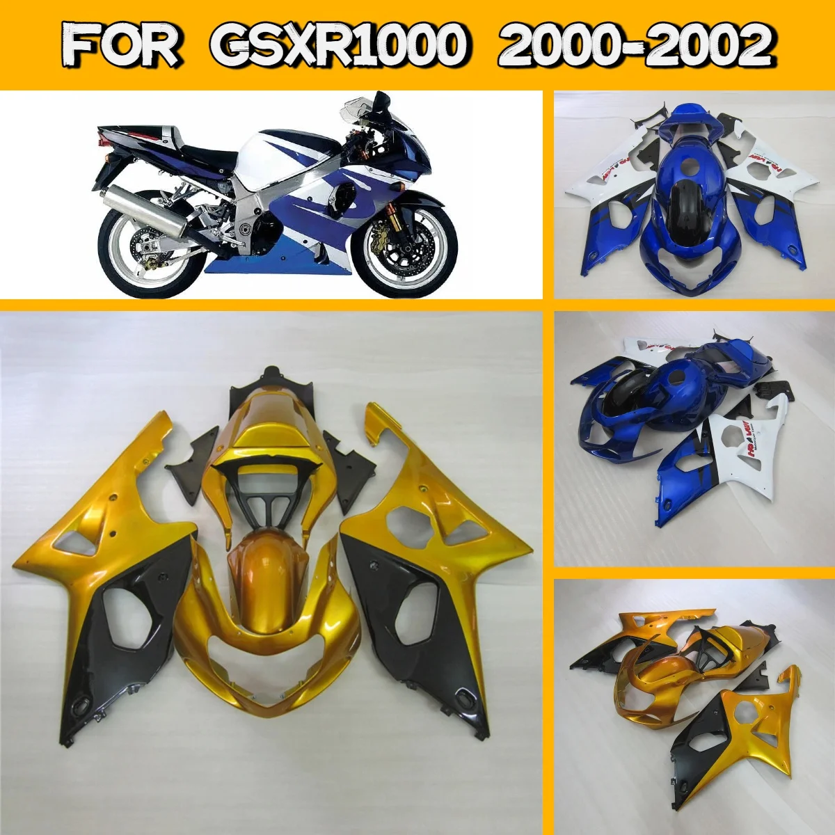 

Высококачественный комплект обтекателей (обвес) для мотоцикла Suzuki GSXR 1000 2000-2002 годов выпуска, изготовленный методом литья под давлением (ABS)