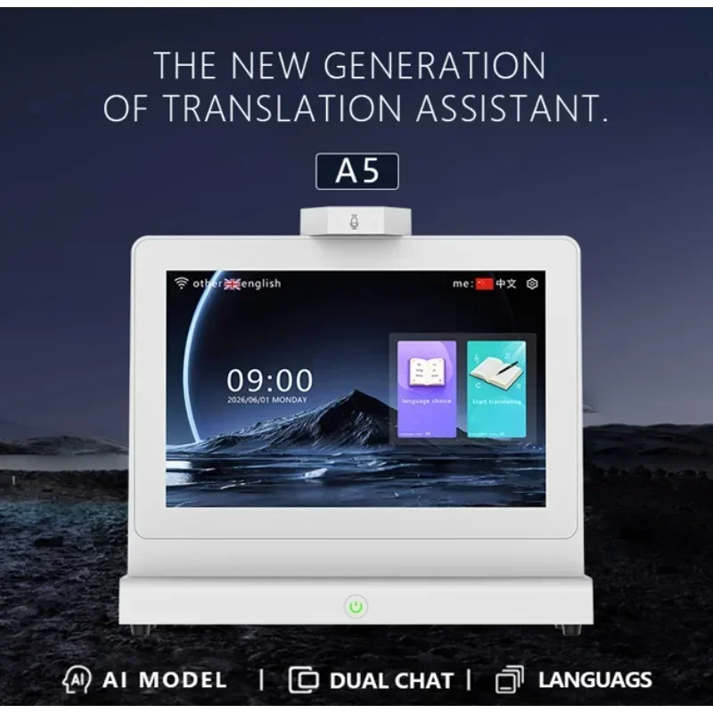 A5 AI Dual-Screen Voice Translator, 140+ Languages, 10.1