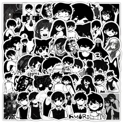 10/30/50pcs Black and White Game Omori Stickers Anime Decals Waterproof DIY Skateboard Laptop Sunny Basil Kid Cartoon Sticker