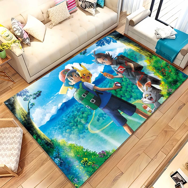 

Kawaii Pokemon Pikachu Cartoon Living Room Non-Slip Area Rug Soft Carpet for Bedroom Kids Playroom Sofa,Home Decor Doormat Gift
