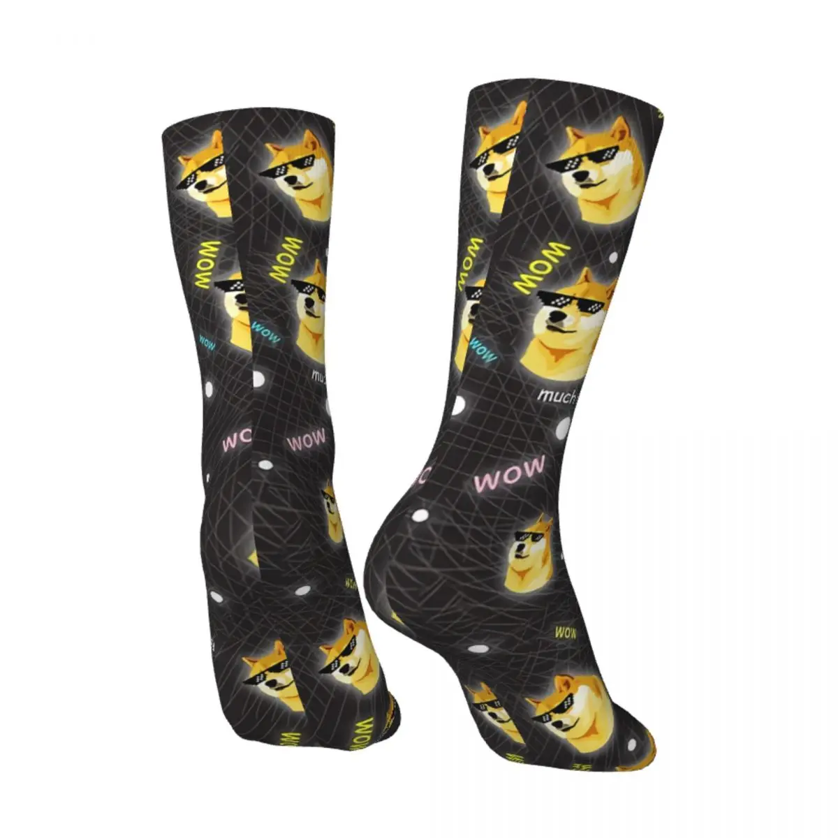 Men's Socks Doge WOW Such Thug Pattern Shiba Inu Doggo Meme Retro Harajuku Hip Hop Novelty Pattern Crew Crazy Sock Gift Printed