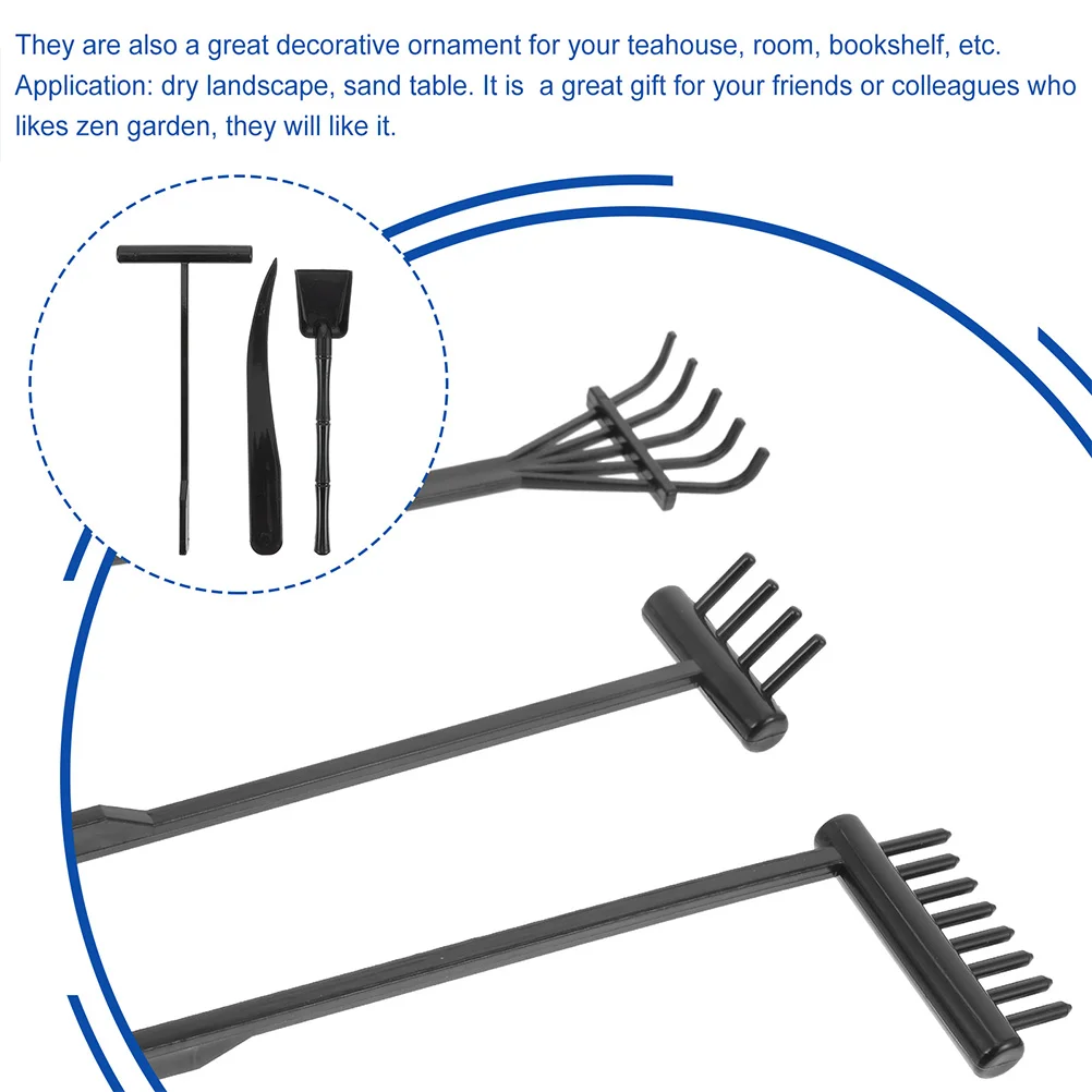 Set di rastrelli per sabbia Zen Kit di rastrelli da giardino Strumento Pianta da scrivania Accessori decorativi Decorazione da tavolo in plastica Forniture Piante