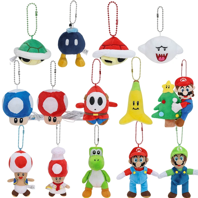 LLavero de felpa de dibujos animados para niños, de Super Mario muñeco de peluche, Yoshi, seta, Toad, Bananas triples, Koopa, Troopa, juguete de cumpleaños, regalos de navidad