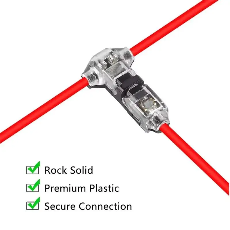 10Pcs T Type 1 Pin Low Voltage Wire Connector, Quick Solderless Wire Splice Connector, T Tap Wire Connectors, No Stripping...