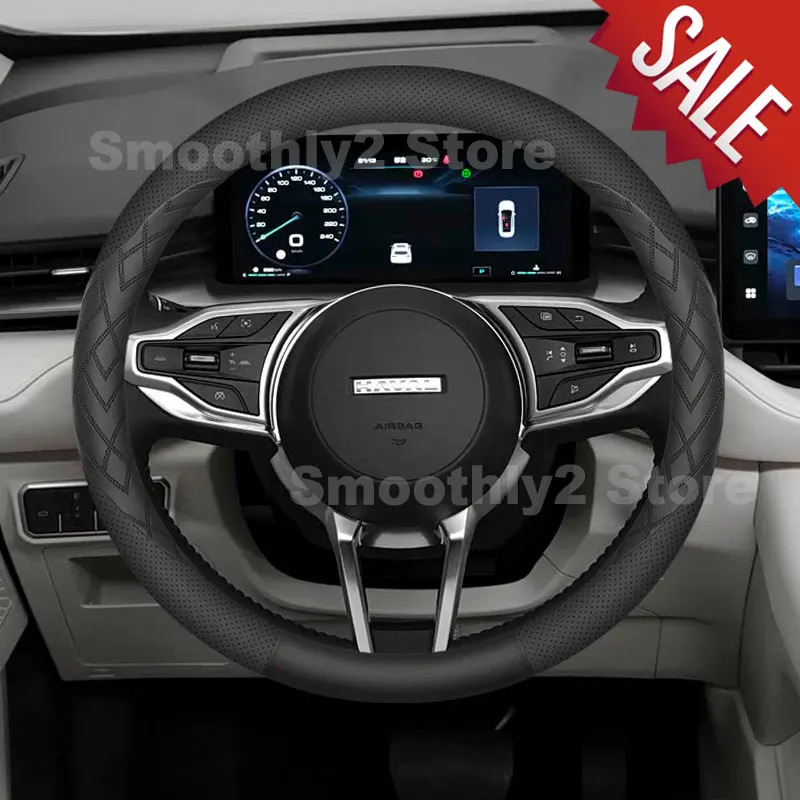 Car Leather Steering Wheel Cover For Haval H6 2026 2025 2024-2021 H9 2026 2025 Steering Cover Accessories