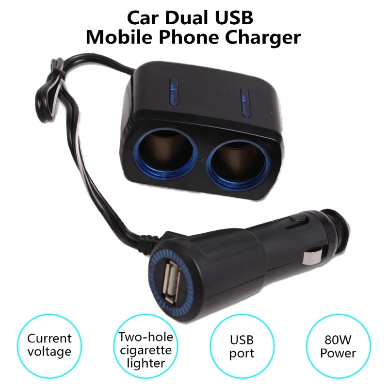 Адаптер автомобильного зарядного устройства 80 Вт для автомобильной розетки 12/24 В с портом 1xUSB