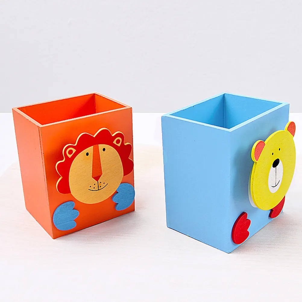 Cartoon Pen Holder Blue Bear Desktop Pencil Holder Stationery Organizer Home Office School Desk Container Pen Container
