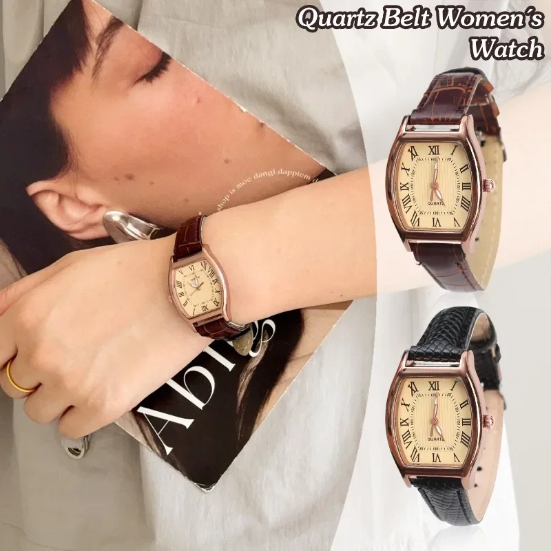 Korean Retro PU Leather Strap Women's Watch