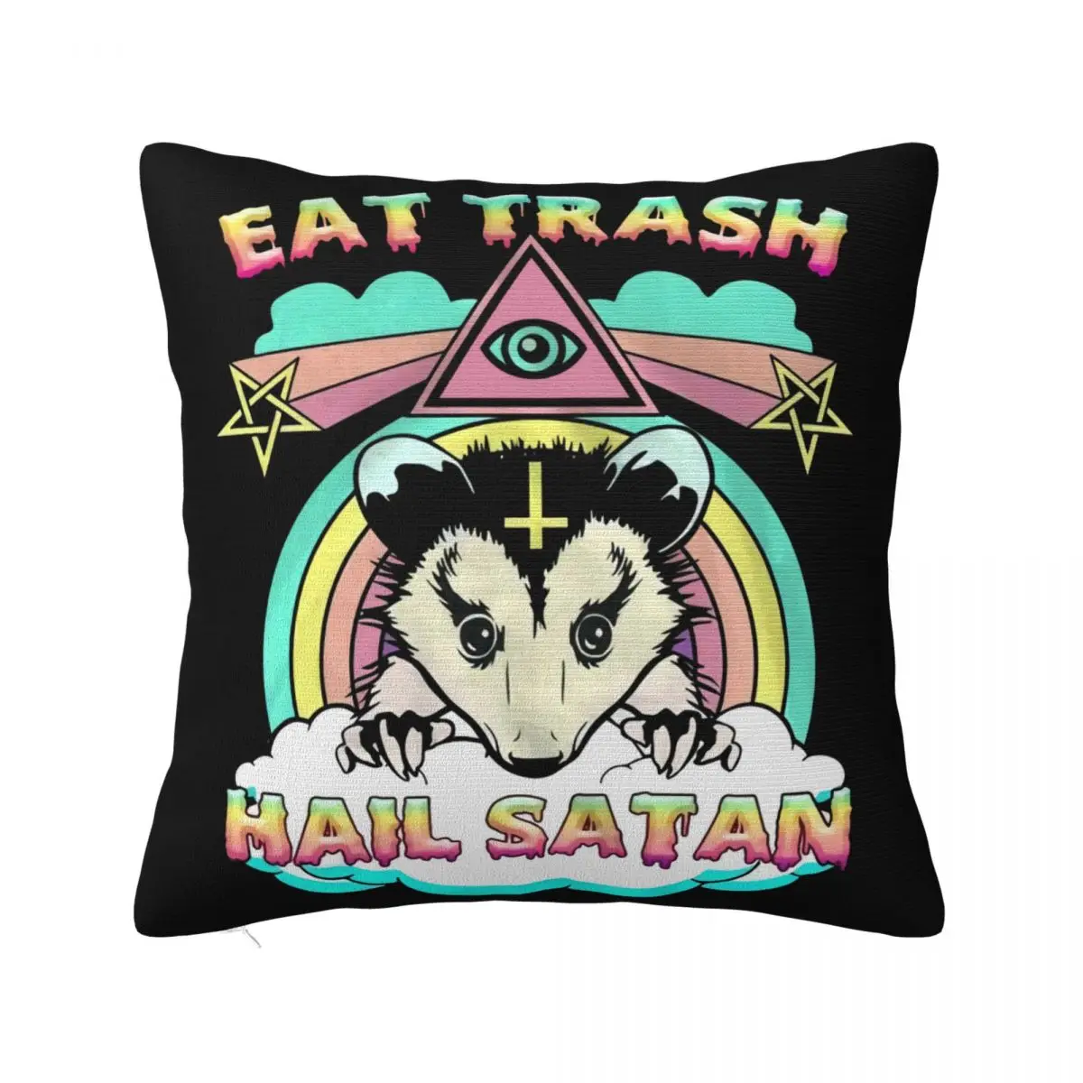 Animal Eat Trash Hail Satan Black Cotton S 3Xl Original Low Price Female Men Kawaii Middle Aged Creative Pillow Case