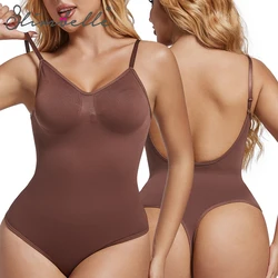 SLIMBELLE Low Back Bodysuits Shapewear Thong Open Crotch Body Shaper U-Shape Backless Underwear Tummy Control Push Up Corset