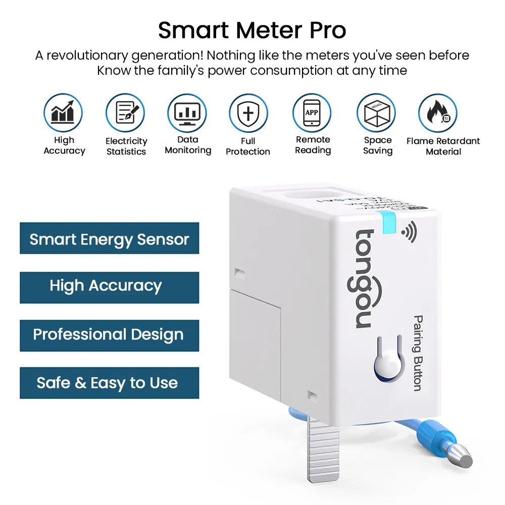 

WiFi Smart Energy Meter with kWh Monitoring and Prepaid Function and Temperature Alarm 1-50A Power Consumption Monitor