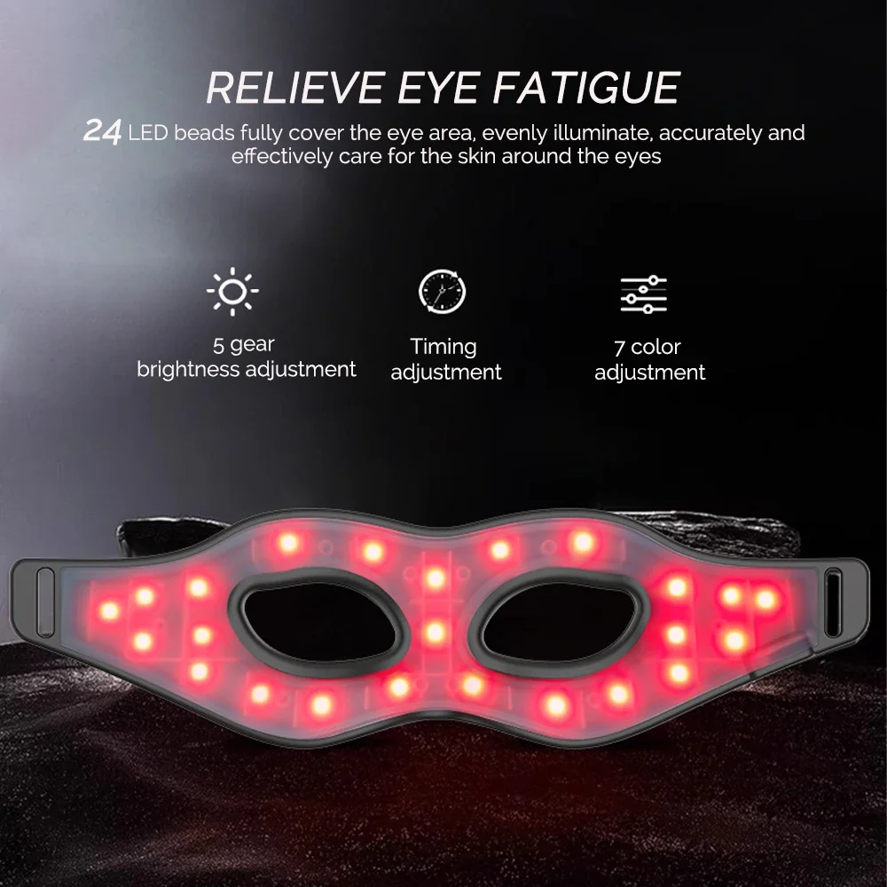 Rood licht siliconen oogmasker 7 kleuren LED foton flexibel ogenmasker verlicht oogvermoeidheid anti-rimpel donkere kringen draadloos gebruik