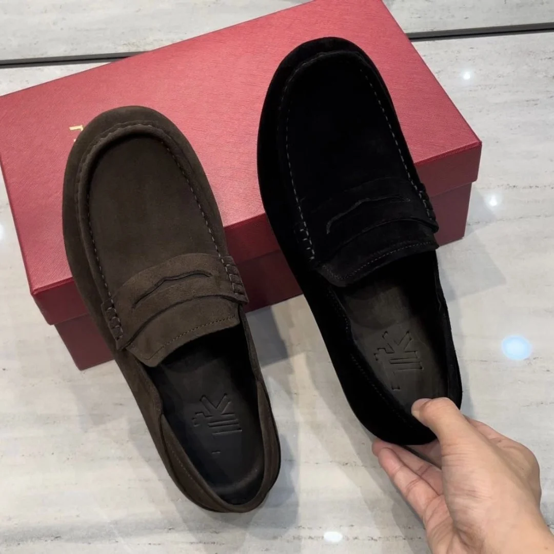 

Мужская обувь из натуральной кожи, деловая повседневная обувь-бобовь, обувь из матовой кожи для ленивых, туфли на мягкой подошве, противоскользящая подошва