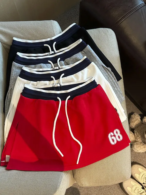 Summer Casual High Waist Wide Leg Pants Women's Short Shorts Digital Print A-Line Skirt Design Versatile Outerwear Commute Style