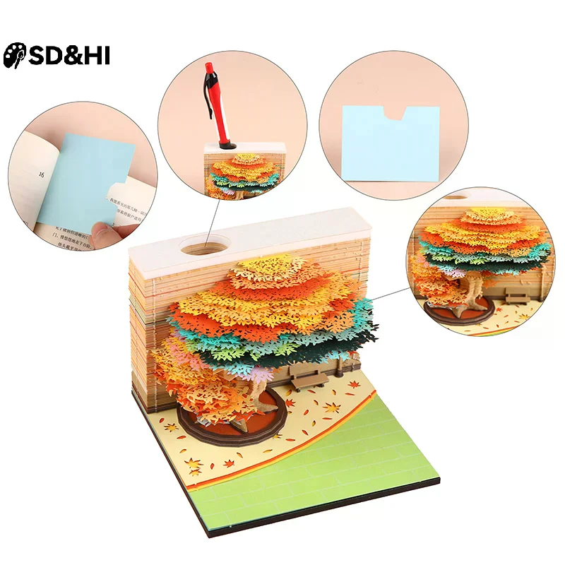 

Календарь Time Piece 2026 Настольный календарь со светодиодной подсветкой 3D-разрывной календарь Резьба по бумаге Художественный блокнот Блокнот Подарок на Рождество