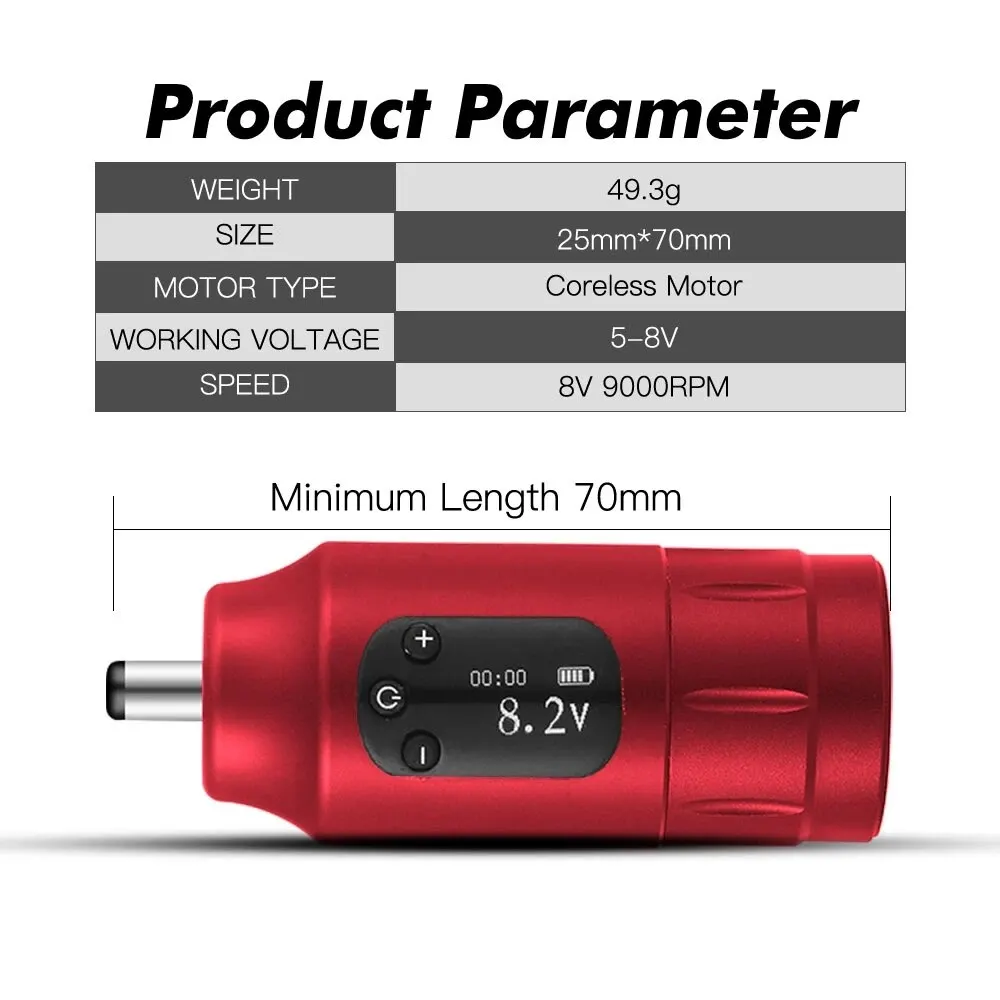 Conjunto profissional de máquina de tatuagem sem fio, com agulha, velocidade ajustável, display digital, caneta, kit completo, suprimentos para arte corporal