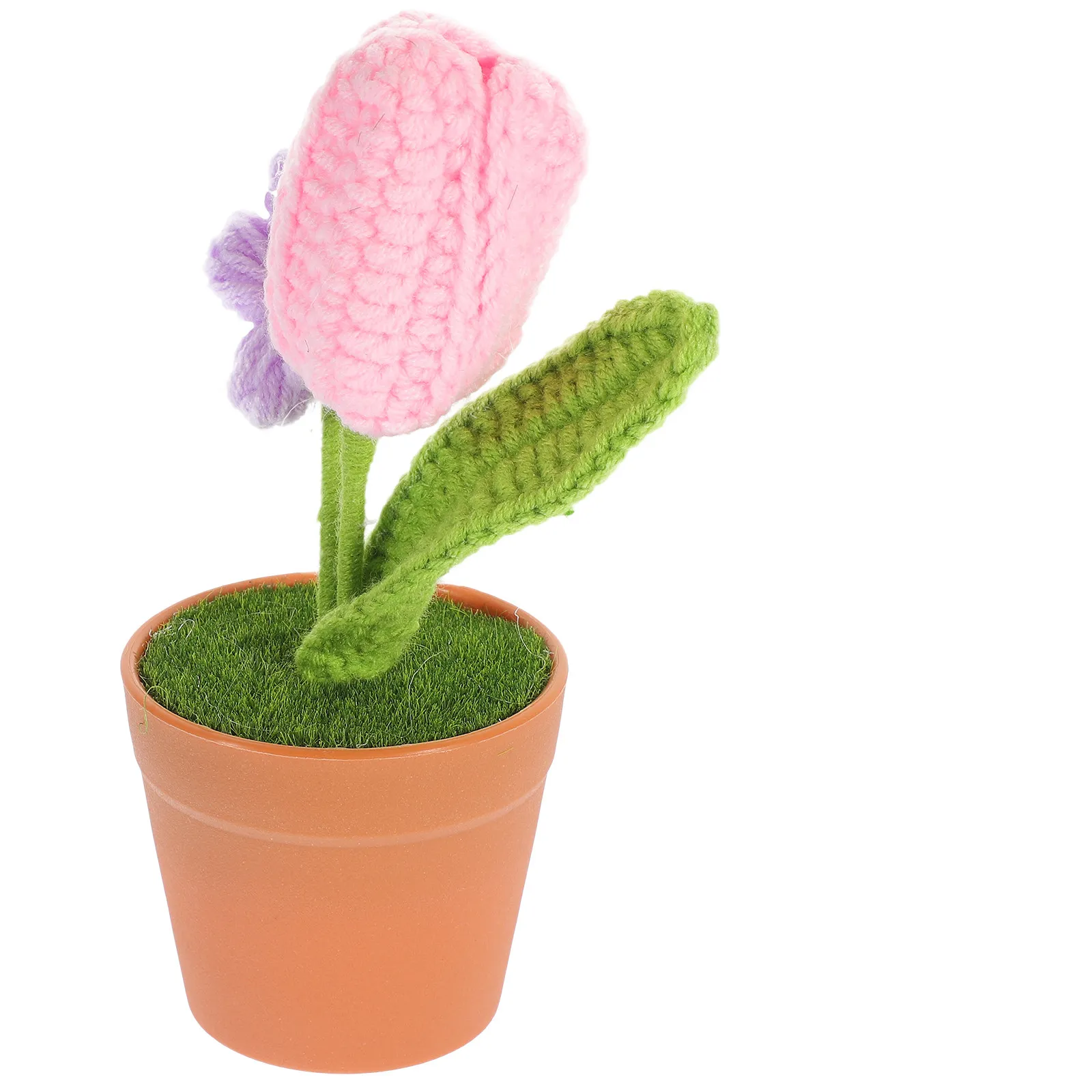 

Вязаный крючком цветок из шерстяной пряжи ручной работы, реалистичное украшение в горшке для дома, офиса, журнального столика, подарок