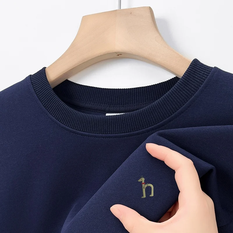 

100 хлопковая легкая элитная брендовая мужская толстовка с круглым вырезом и длинными рукавами, осень-зима, новая однотонная футболка с принтом собаки, модная мужская одежда