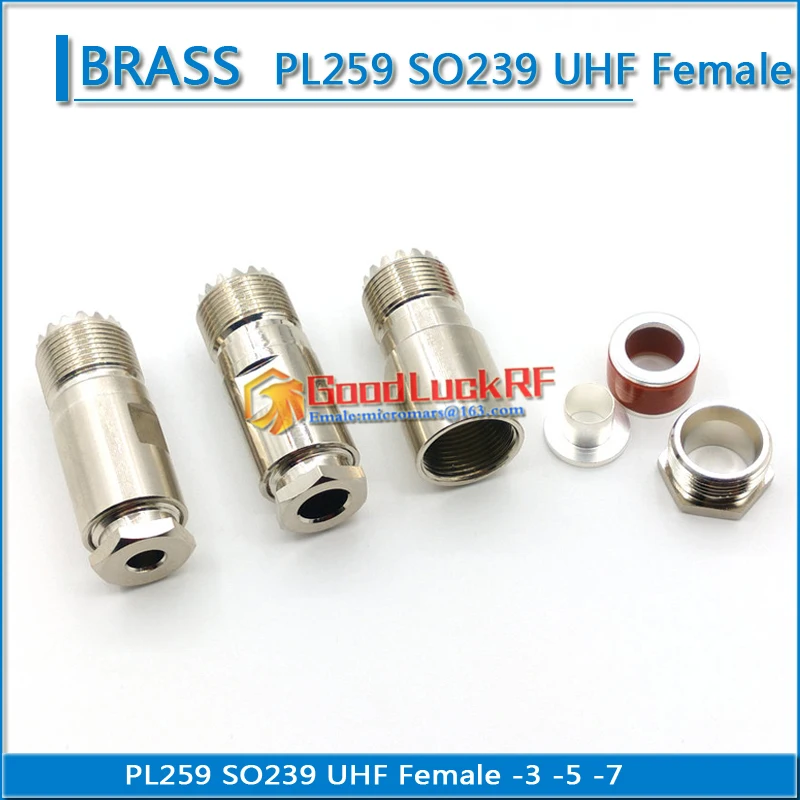 PL259 SO239 UHF Female Clamp Solder RG58 RG142 RG223 RG400 LMR195 RG5 RG6 LMR300 RG304 LMR400 RG8 RG213 RG214 Brass Adapter