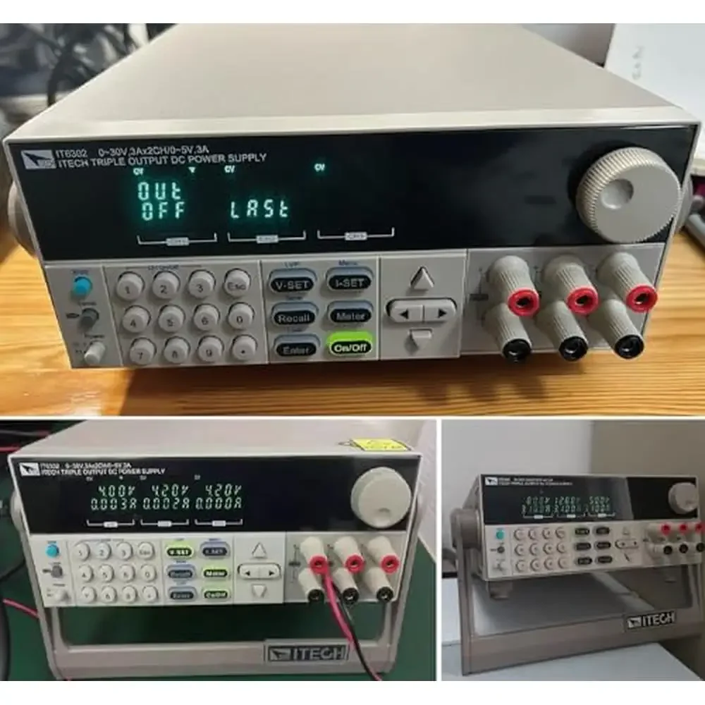 Fuente de alimentación de CC de Triple salida programable, 30V/3A, 30V/3A, 5V/3A, 90W, 3 canales independientes, función de lista aislada, serie/paralelo