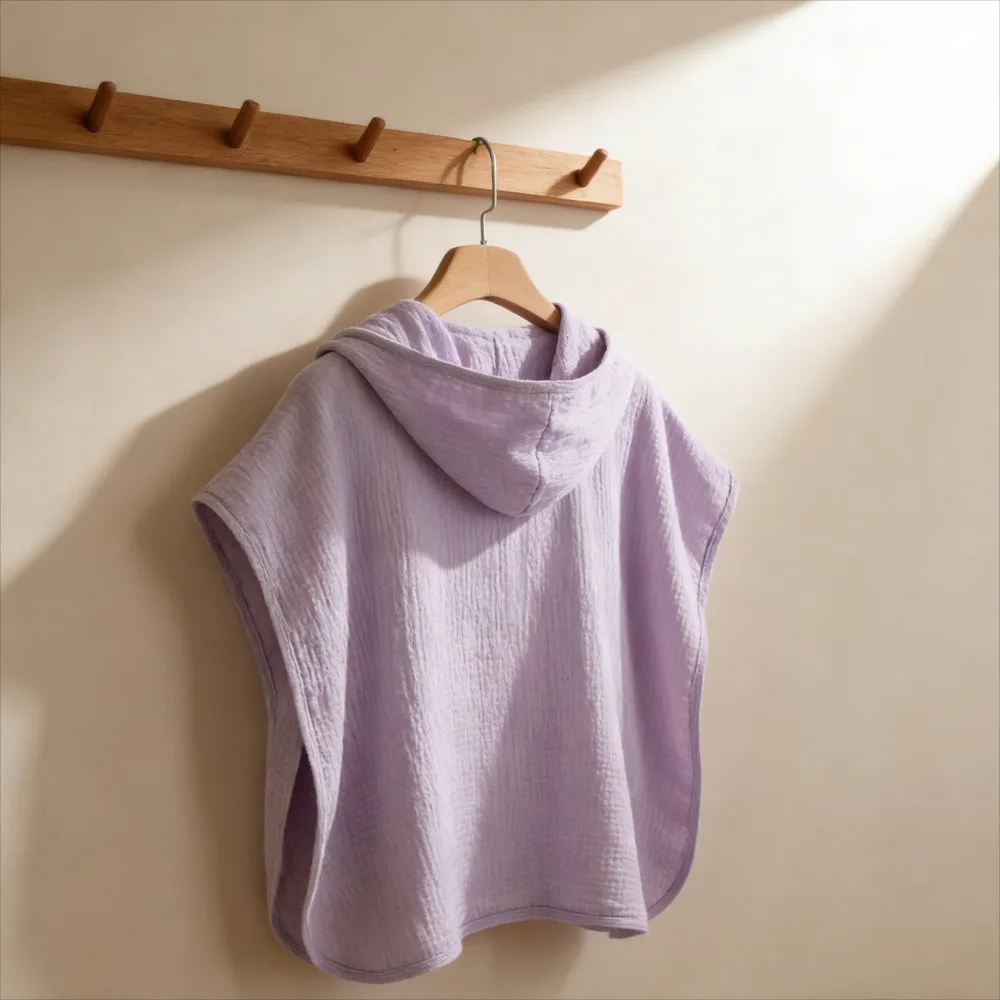 Kids All Season Gauze Hooded Bath Robe Absorbent Swimming Beach Towel