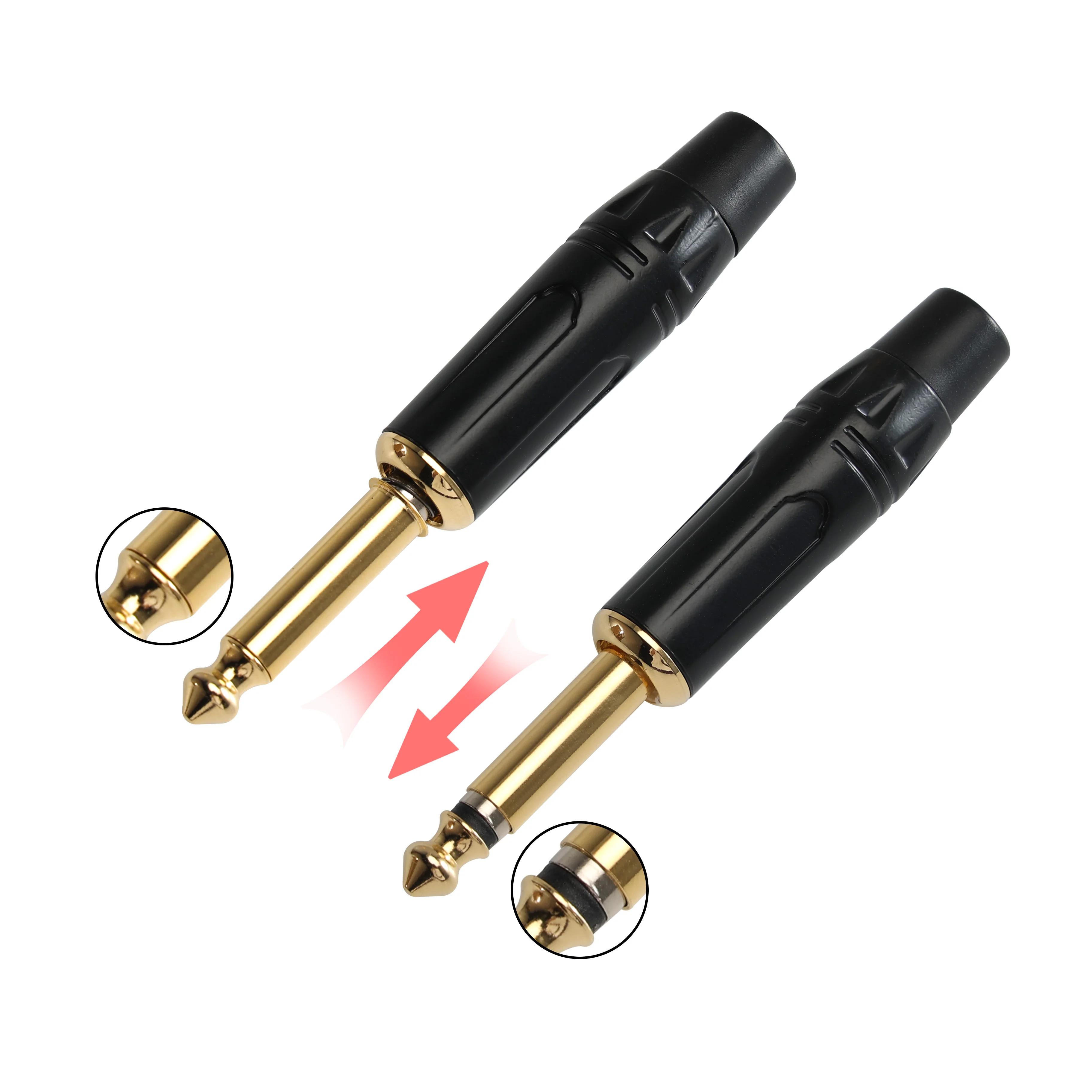 

Pro C Good Quality Nickel Gold 1/4 6.35mm Audio Mute Silent Mono TS Guitar Plug Jack Connector