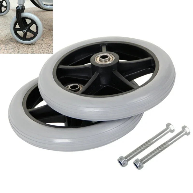 2PCS 6 Inch Wheelchair Casters Small Cart Rollers Chair Wheels Accessories Wheelchair Casters Replace Diameter 8MM