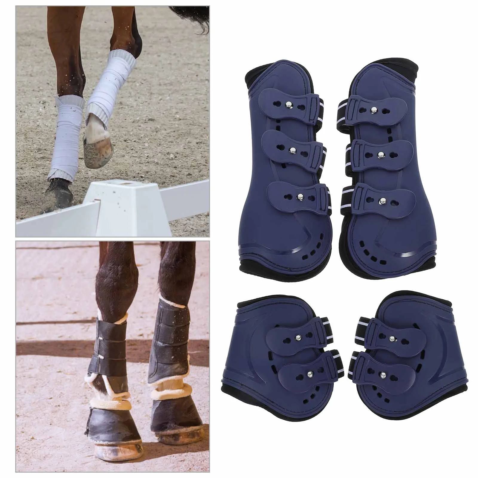 4 Pcs Riding Boots Horse Leg Guards Sport Brushing Adjustable Equestrian Equipment Brace Legs Support Protection Gear