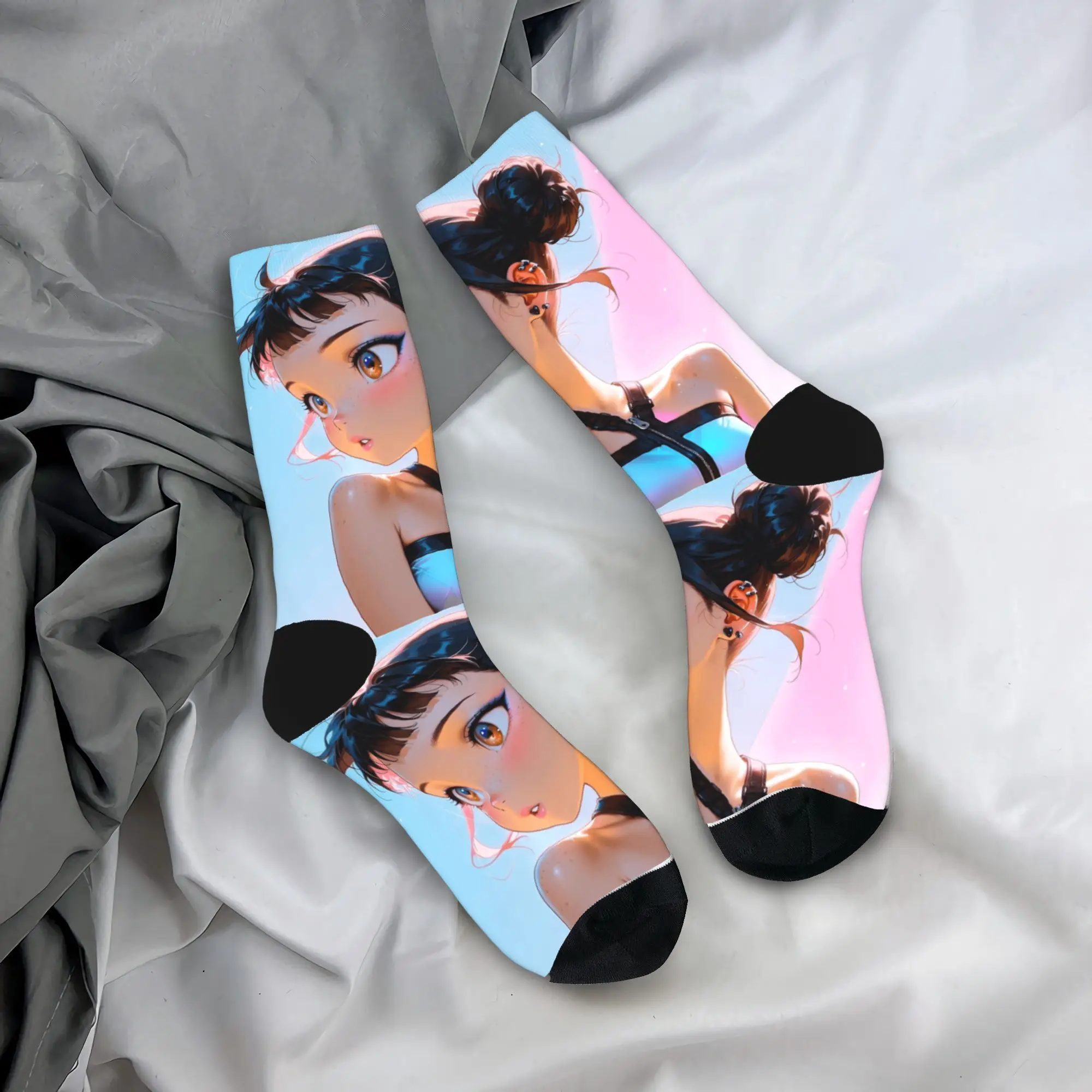 

Женские и мужские носки Baby Saja KPop Demon Hunters Chibi Art Чулки Зимние развлечения Качественные носки Дизайн Беговые спортивные противоскользящие носки