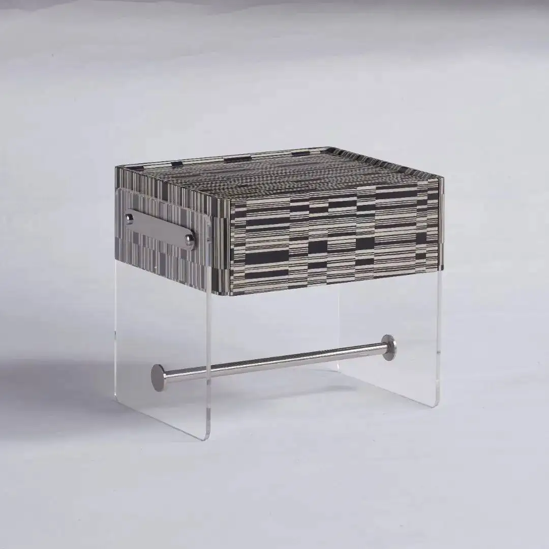 Cabinet Modern Geometric Pattern nightstand with Acrylic Storage Stand , Creative Storage Cabinet Bedside Side Cabinet Bed