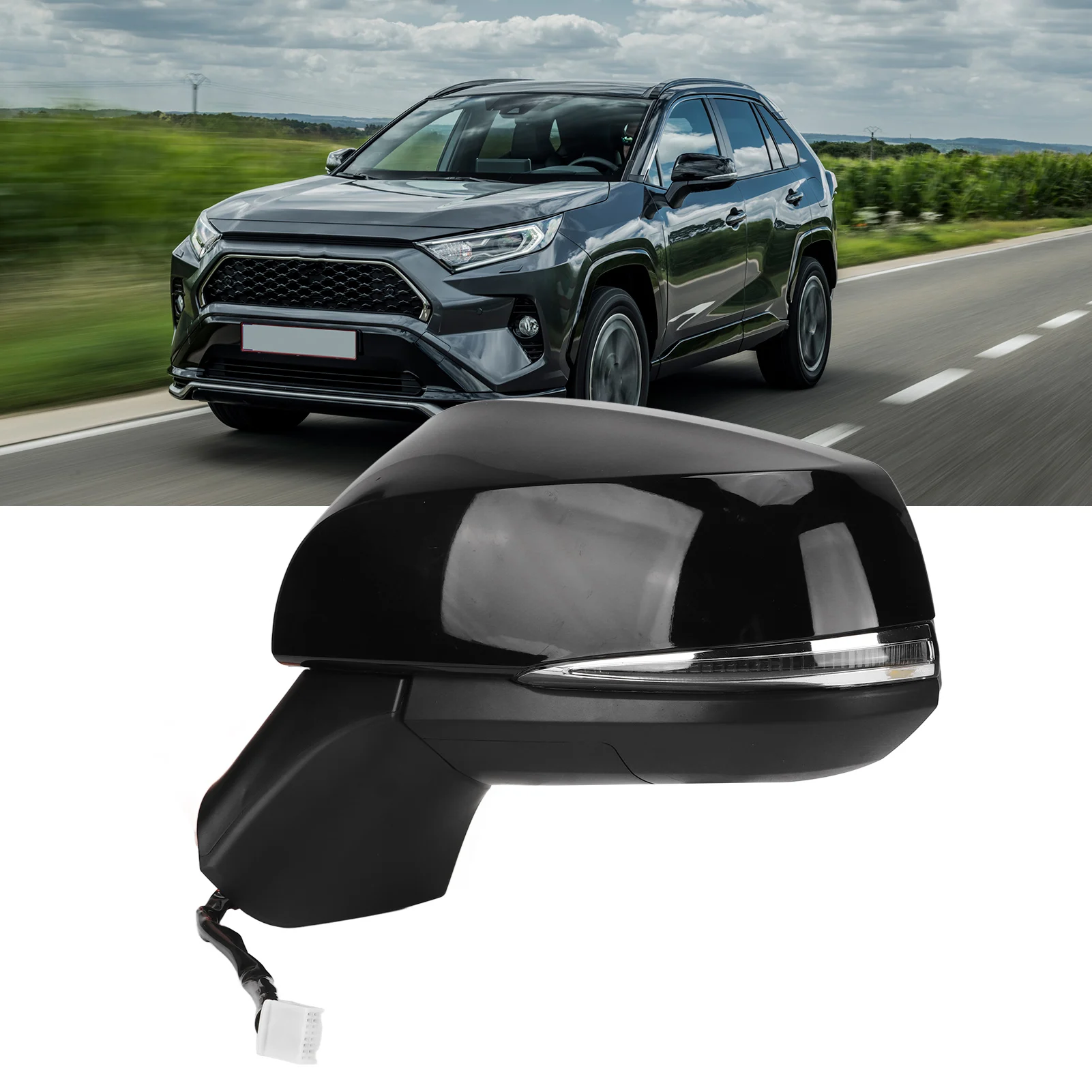 

Gloss Black Power Heated Side Mirror with Turn Signal BSM for XA50 2019‑2022 Rear View Power Door Mirror Side Door Mirror