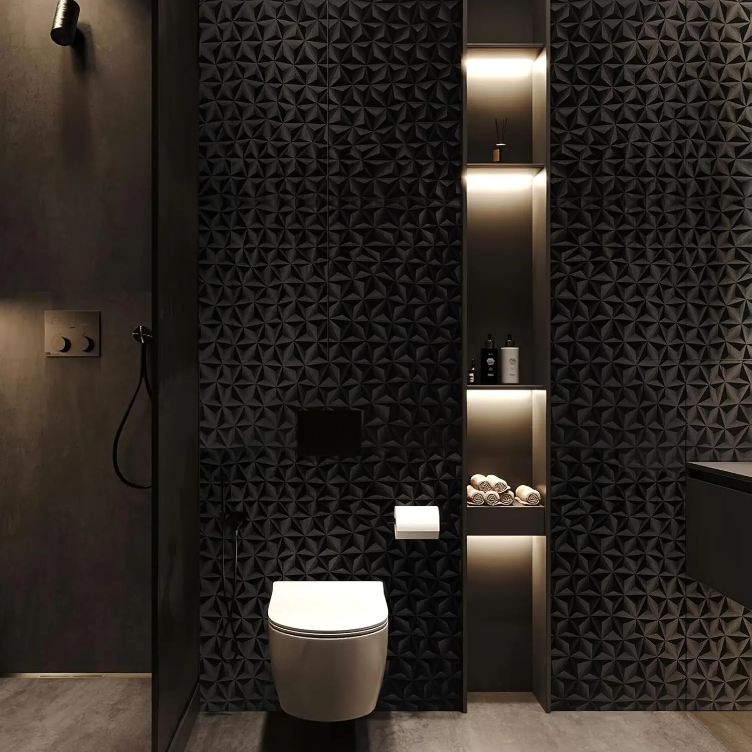 3D Black Peel and Stick Wallpaper Star Textured Self Adhesive Wallpaper Removable DIY Contact Paper for Bedroom Living Room