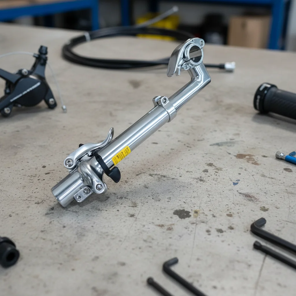 

Aluminum Bicycle Stem For 28.6mm Front Fork Folding Bike Quick Release Handlebar Tube Stem Left Fold Without Thread