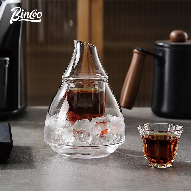 Bincoo double-layer glass hand-brewed sharing pot set cold brew coffee pot cold brew pot ice drip pot ice American cup 180ml