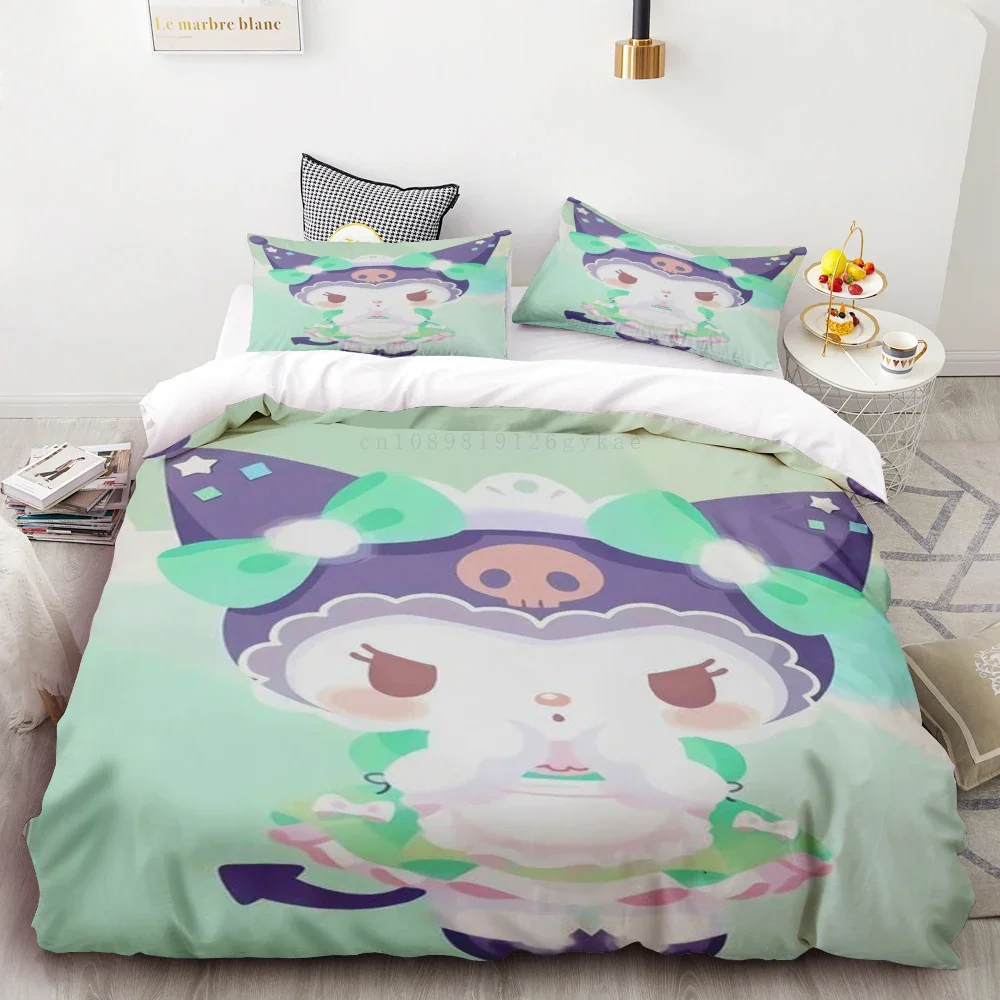 Duvet Cover Kuromi 3D Printed Bedding Set Soft 100% Polyester Quilt Cover Queen/single/duble Size Room Decor Teen Kids Gift