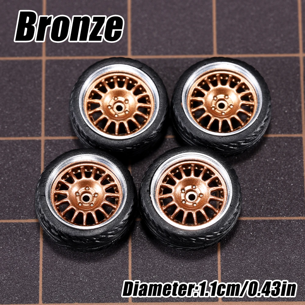 1/64 Modellauto-Räder 4er-Set - 11mm Durchmesser ABS-Gummireifen mit Bremsscheibe - Upgrade-Teile für Tomica Diecast-Fahrzeuge – Detail 14
