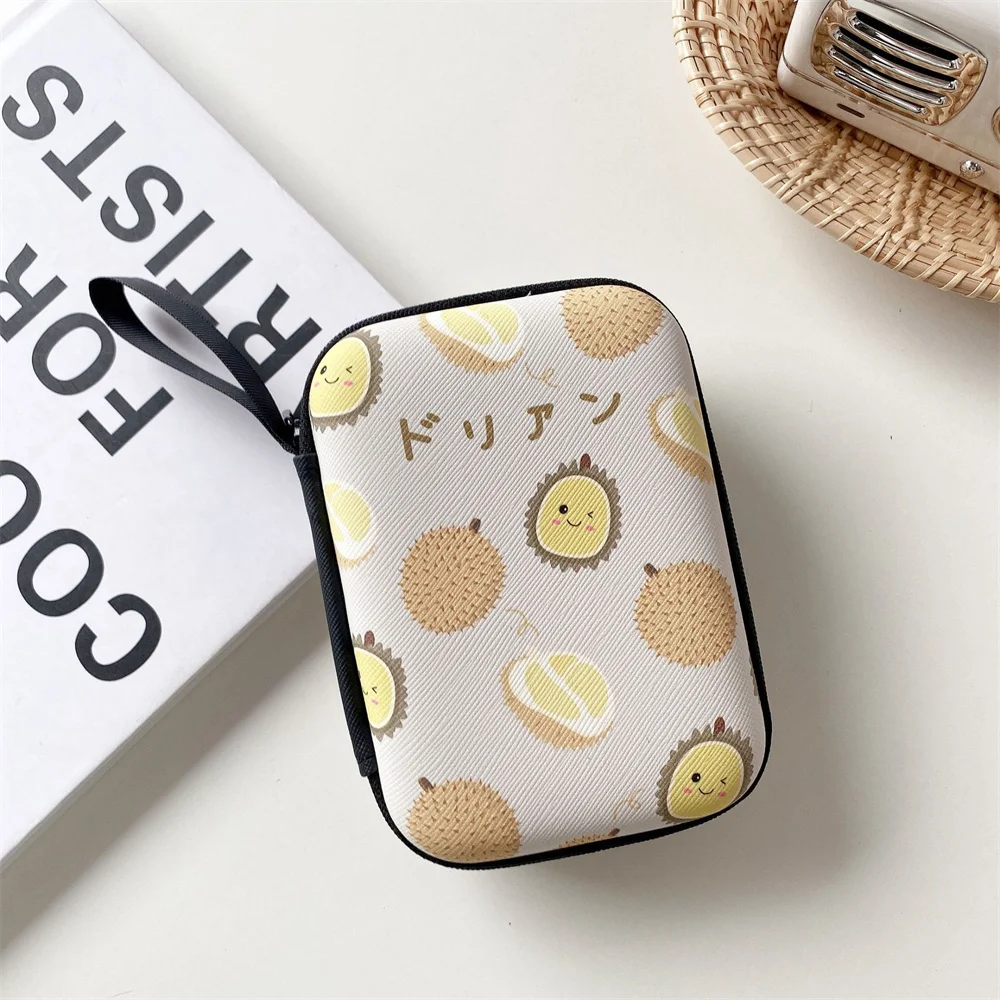 Cute Cartoon Fruit Pattern Headphone Data Cable Storage Bags Charger Power Bank Rectangular Box Zipper Bag Pocket Pouch