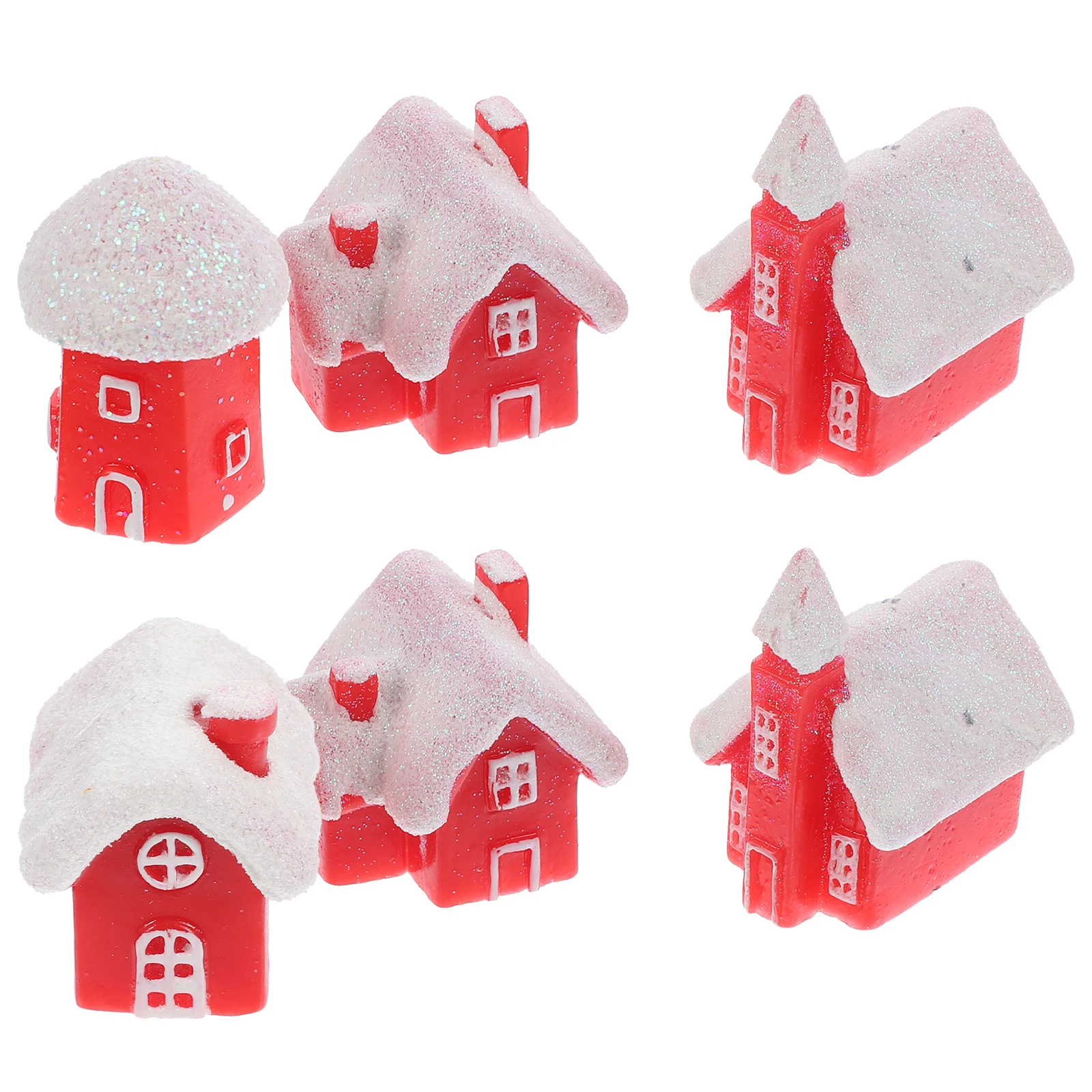 

6Pcs Resin Snow Christmas Decorations Miniature Xmas Ornaments Snow Decor for Desktop Garden Party Winter Holiday