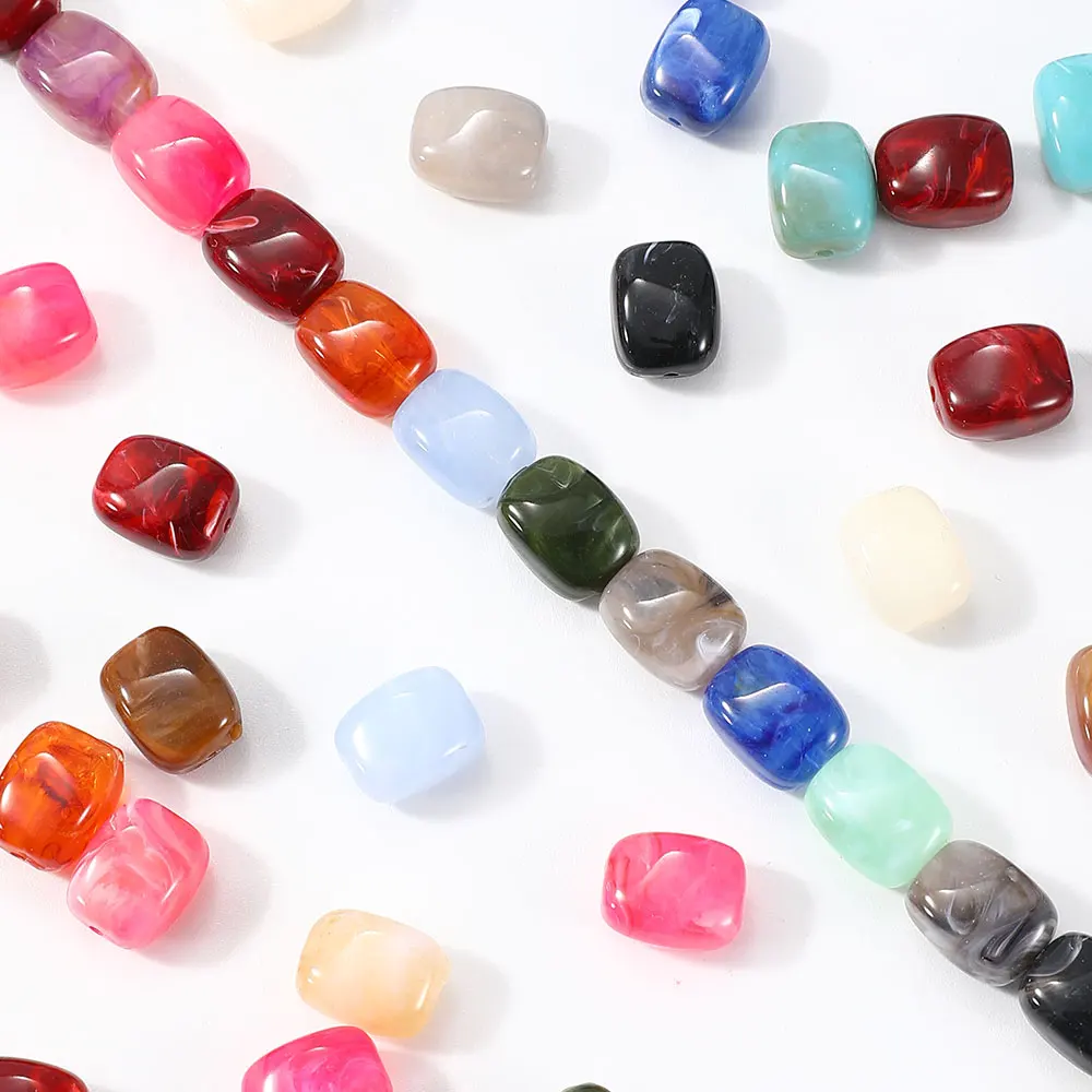 30 Stück 13x10mm bunte Acrylperlen mit Farbverlauf, gemischte glatte marmorierte lose Abstandsperlen für DIY-Armbänder, Halsketten und Schmuckzubehör – Detail 5