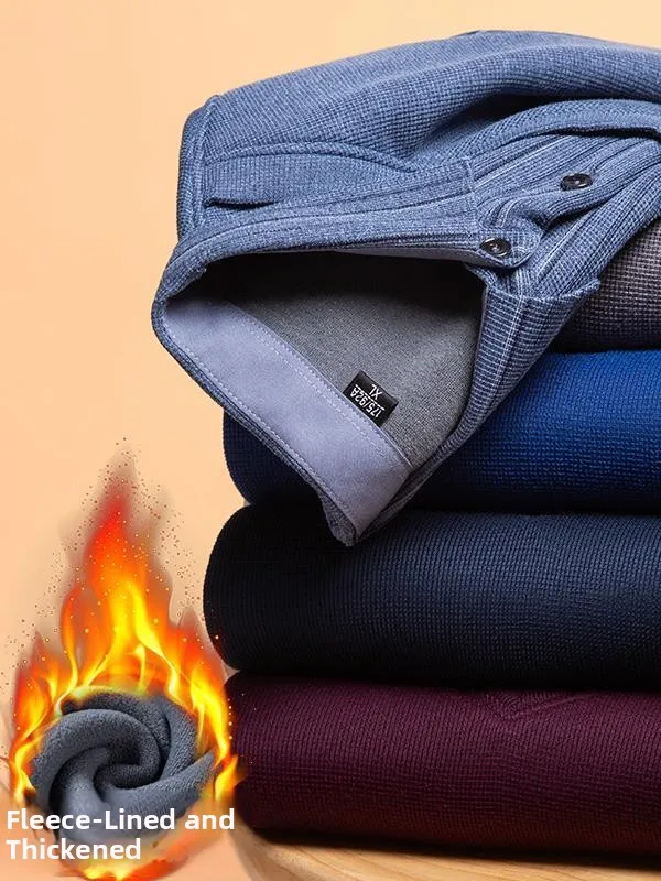 Kingsland Winter Thiened Fce Gefütterter Irt-Kragen-Strickpullover Herren Warm Long Sve Crew Ne Pullover Faionable So...