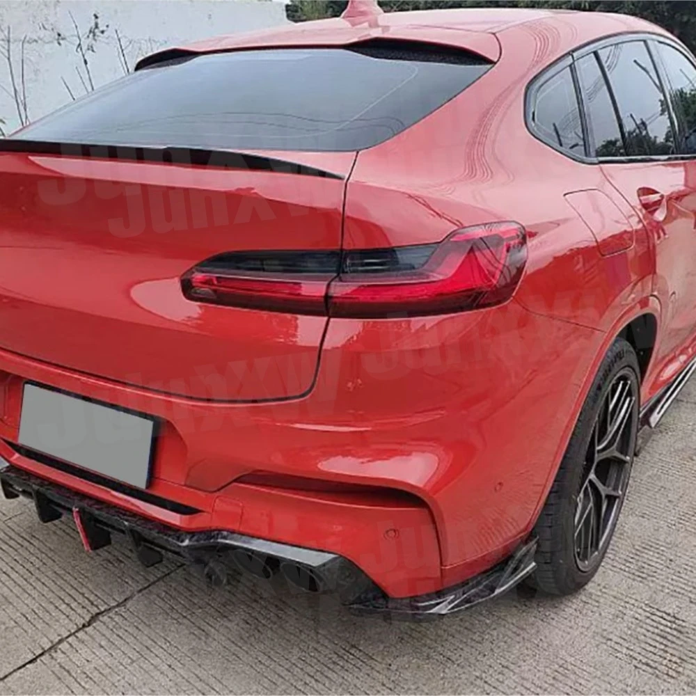 for BMW X4 F98 X4M 2019-2021 Rear Diffuser Spoiler With LED Light Side Splitters Canards Flaps Car Body Kits Car Styling