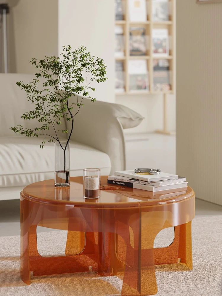 Mesita para café de sala de estar nórdica, mesa de centro combinada, mesas redondas de plástico para el hogar, mesitas de noche creativas simples para dormitorio