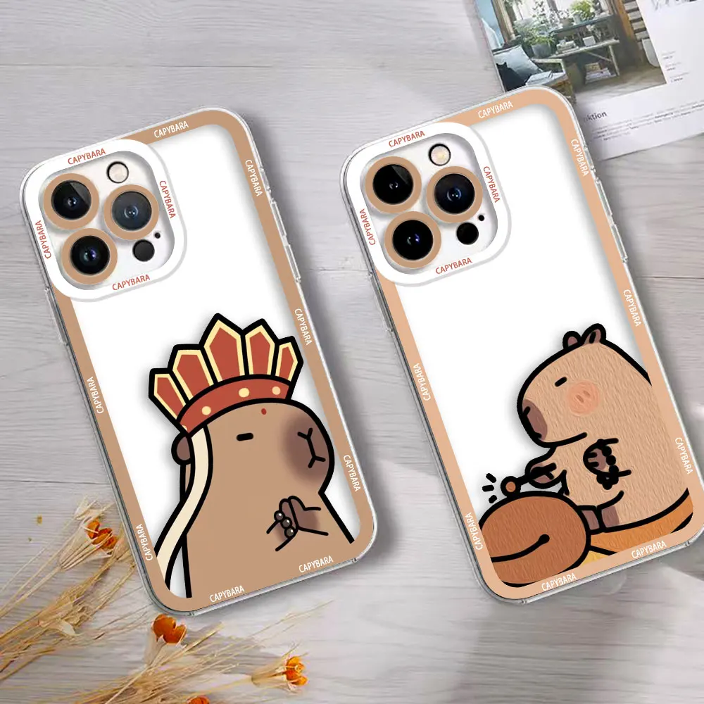 Cute Cartoon Capybara Clear Phone Case For Xiaomi Redmi K40 13C 12 12C 10 10C 10X 10A 9 9C 9T 9A 8 7 A1 A2 PLUS Pro Case Shell