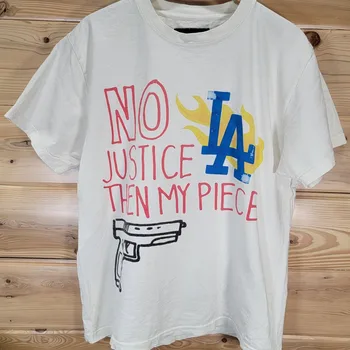 Homme Femme 남성용 대형 티셔츠, No Justice No Peace LA 다저 로고, 고민