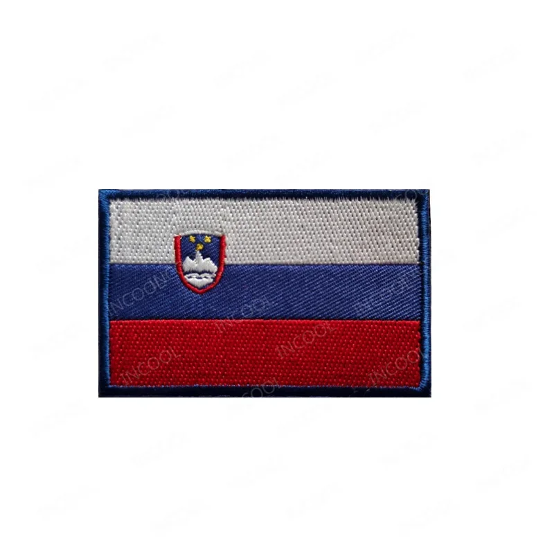 Embroidered Slovenia Patch Slovenija Flag Patches Rubber PVC Hook Loop Patch Appliqued For Clothing Cap