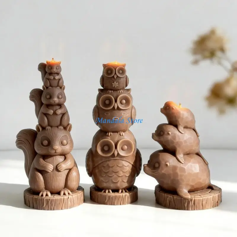 

U2JC Stacking Animals Silicone Mold DIY Crafts Plasters Mold Scented Mold Table Ornament Mould Epoxy Resin Mold